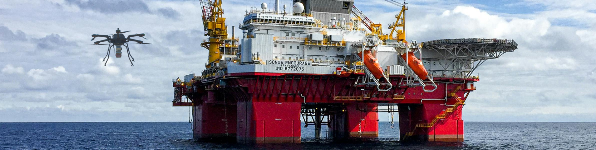 Bridger drone flying to offshore rig