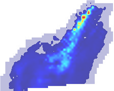 Lidar point cloud of methane emission plume