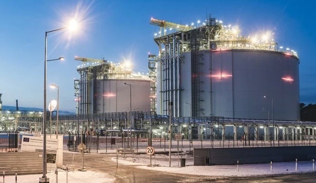 LNG facility with two large storage silos