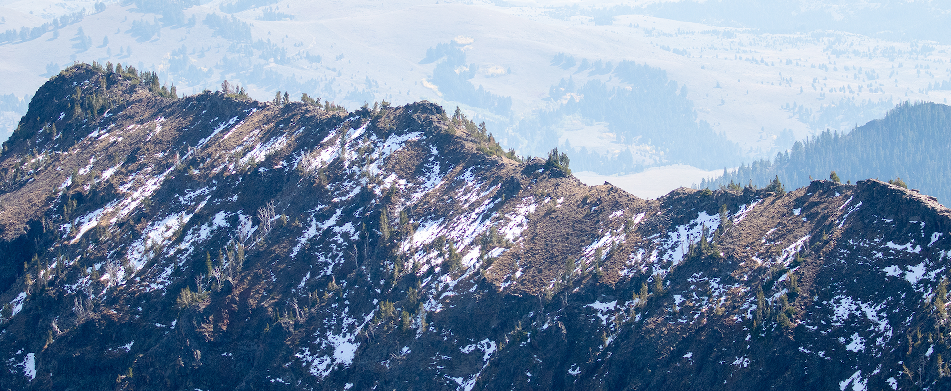 Aerial View of Snowy Mountains