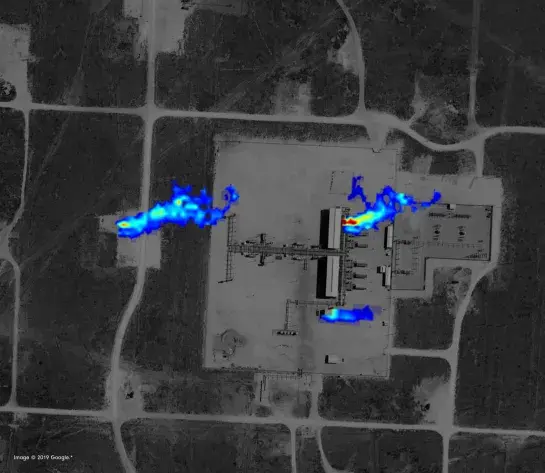 LiDAR detection of methane plumes above a production facility